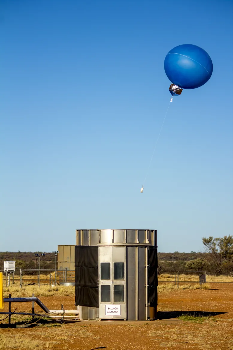 A weather balloon being released